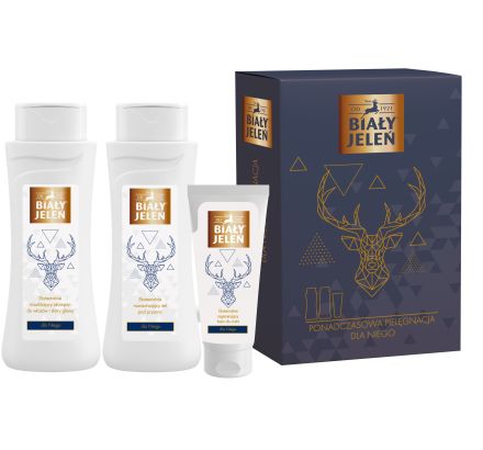 Zestaw Ponadczasowa Pielęgnacja dla Niego BIAŁY JELEŃ (300ml+300ml+75ml)